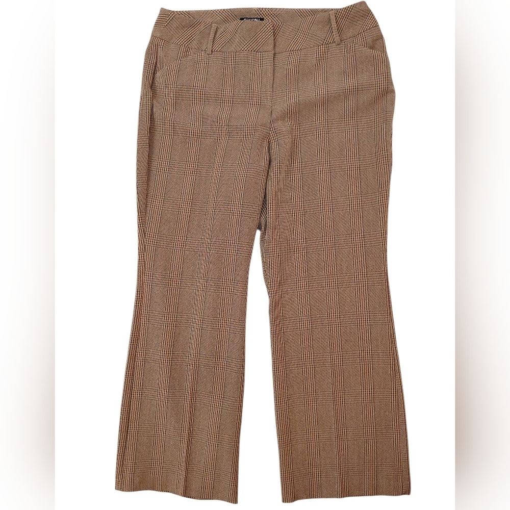 Roz & Ali Brown Plaid Pants